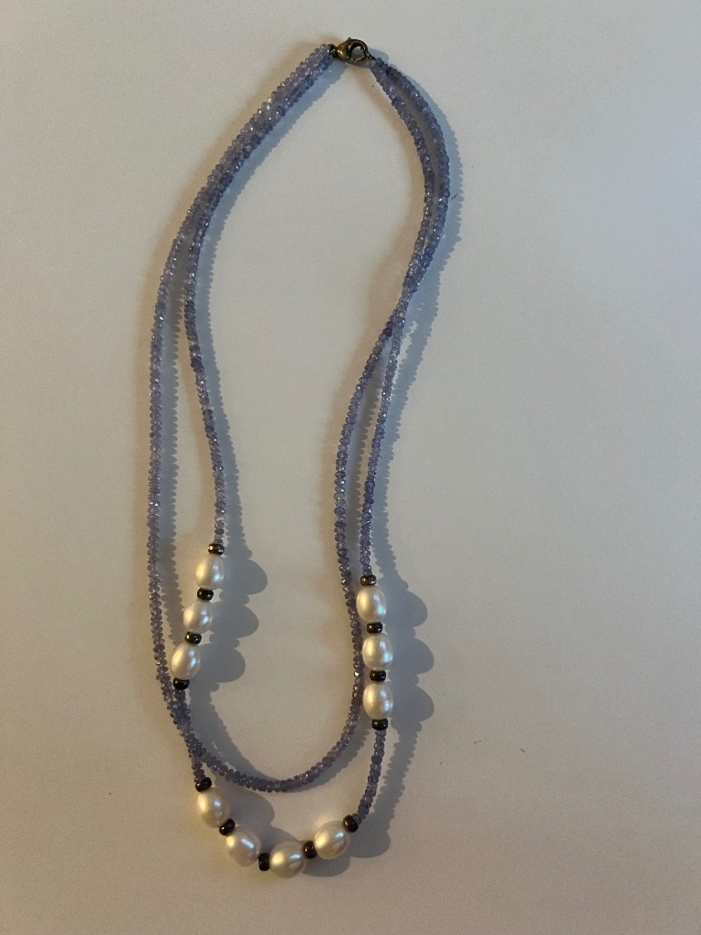 Faceted Gemstone & Freshwater Pearl Double-Strand Necklace